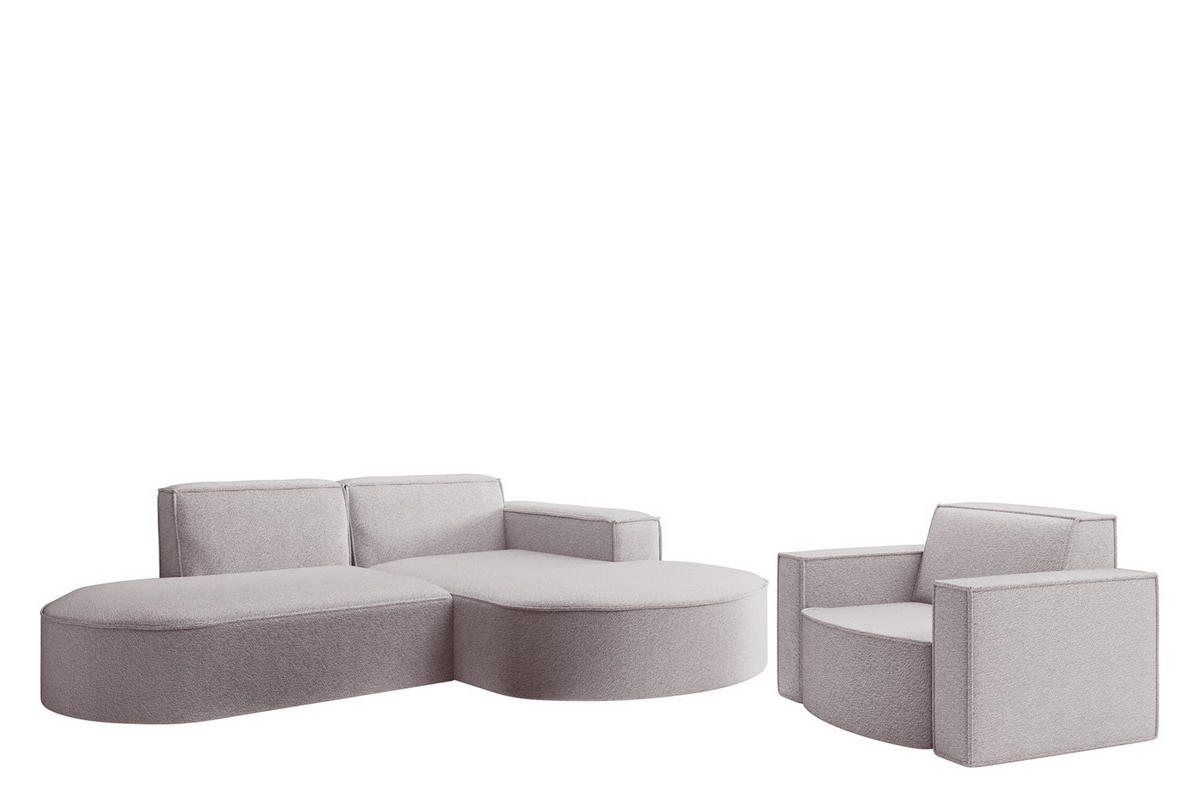 SOFASET Palma Ecksofa Sessel Ascot - Rosa, Holzwerkstoff/Textil (236/78/165cm) - Fun Möbel