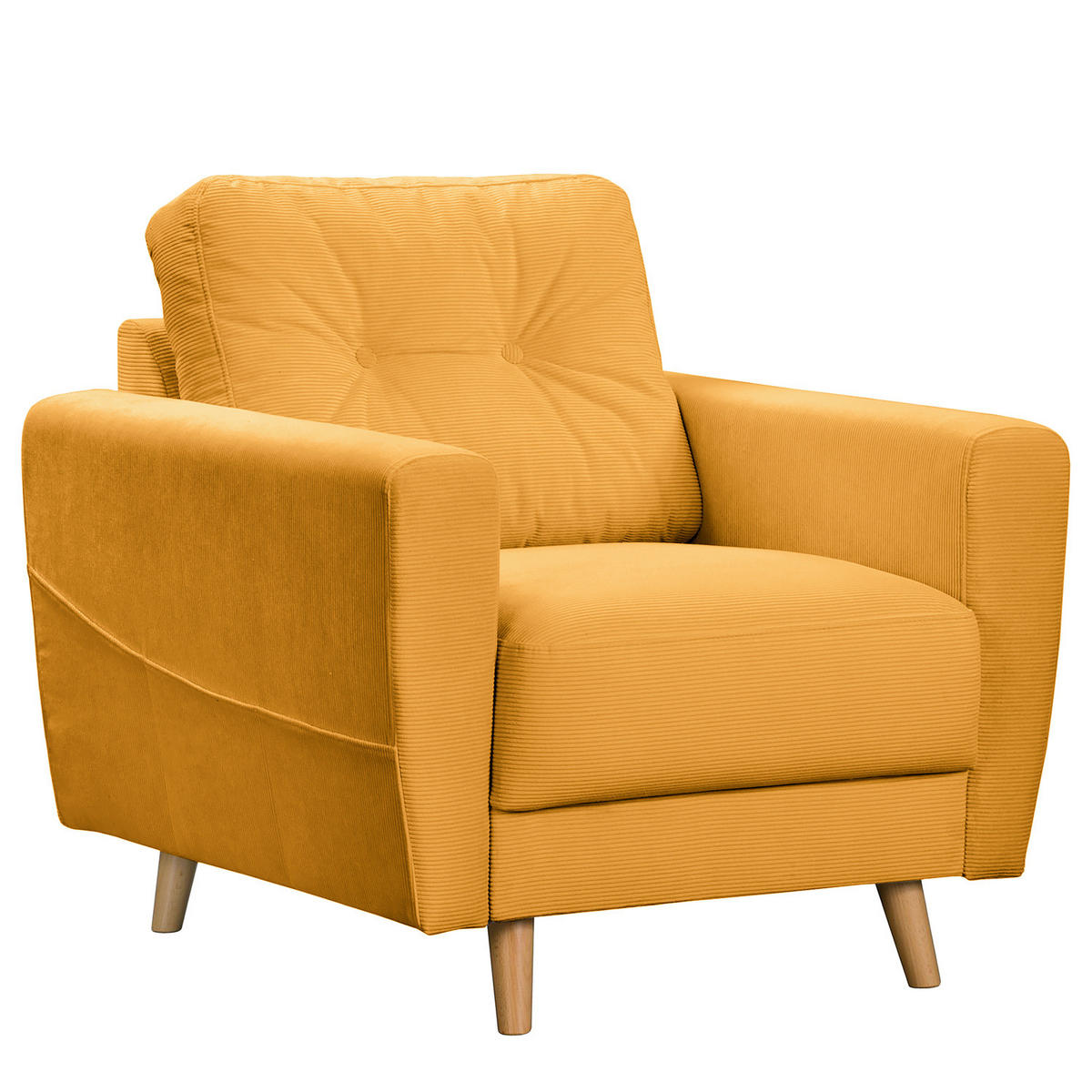 SESSEL - Gelb/Braun, Holz/Textil (80/90/87cm) - home24