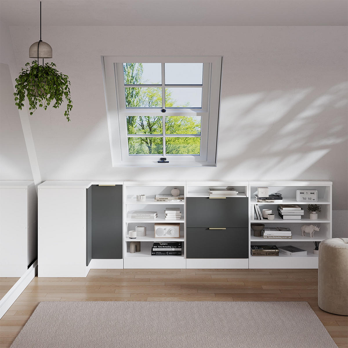 ŠIKMÁ SKŘÍŇ ROHOVÁ SKŘÍŇKA Rion Antracitově zlatý - antracitová, kompozitní dřevo (75.6/81.6/75.6cm) - Vicco