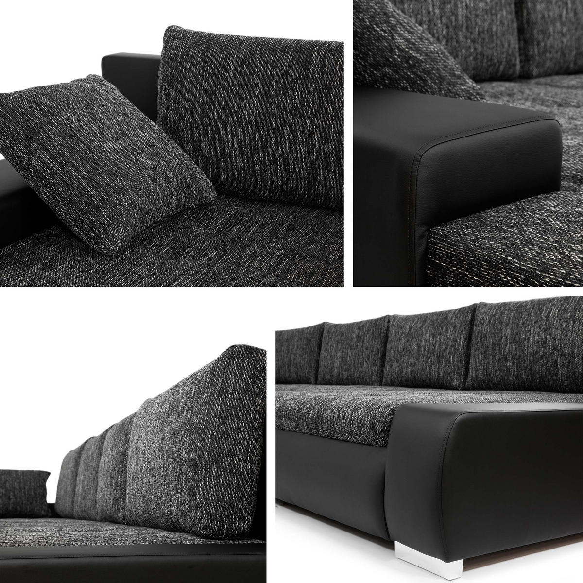 WOHNLANDSCHAFT Caro - Silberfarben/Bronzefarben, Holz/Textil (394/80/213cm) - MIRJAN24