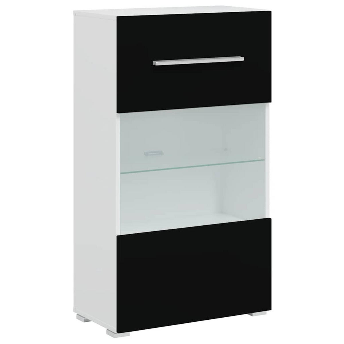 WOHNWAND 5-teilig mit Led-Beleuchtung 240 cm aus Holzwerkstoff in Schwarz, Weiß - Schwarz, Holz (240/195/40cm) - vidaXL