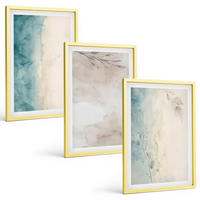 BILDER SET 3er Set - 40x60 cm Goldrahmen - Feine Aquarelltexturen - Goldfarben, Kunststoff (40/60cm) - TULUP