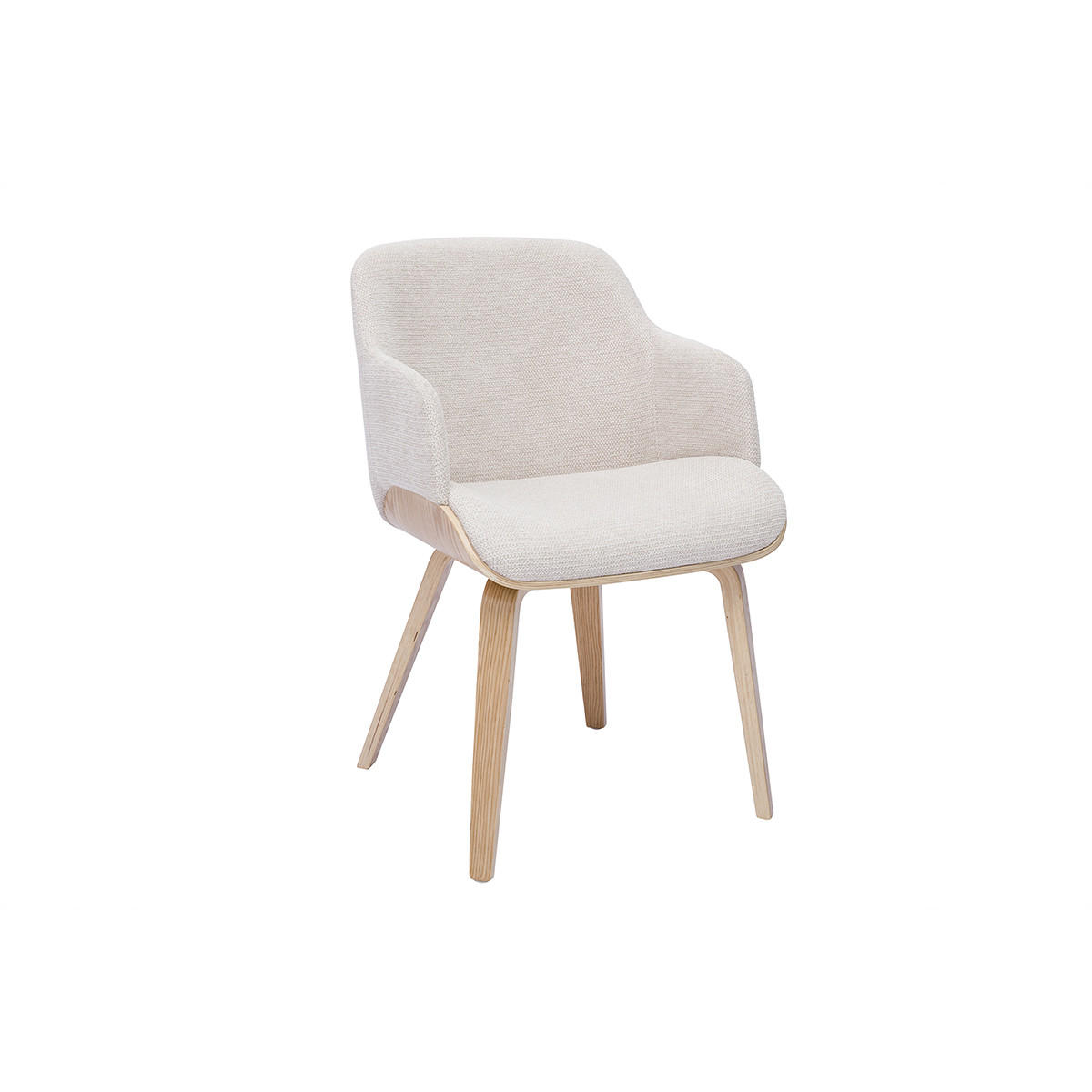STUHL Beige Chenille Stoff Helles Holz EARL - Beige, Textil (58/81/54cm) - Miliboo