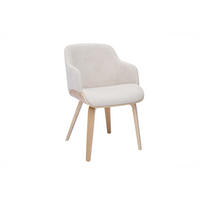 STUHL Beige Chenille Stoff Helles Holz EARL - Beige, Textil (58/81/54cm) - Miliboo