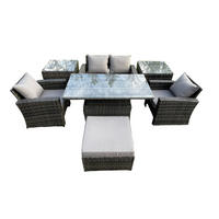 GARTENSOFA Hohe Rückenlehne Polyrattan Dunkelgrau 5-Sitzer - Dunkelgrau, Metall - Fimous