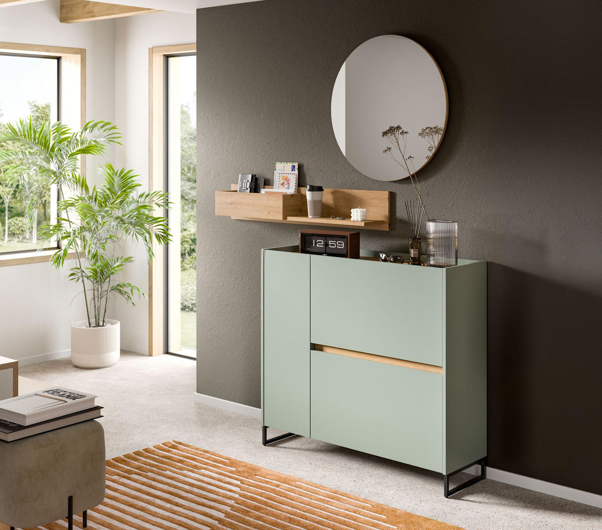 SCHUHKOMMODE DRIVE (B/H/T: ca. 110/94/32 cm) in Salbei/Salbei - Salbeigrün, Holzwerkstoff (110/94/32cm)
