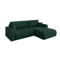ROHOVÁ SEDAČKA s funkcí spaní, otoman vpravo BERY-L 276x193x88 zelená velur - černá/zelená barva, kompozitní dřevo/textil (276/193cm) - ALTDECOR
