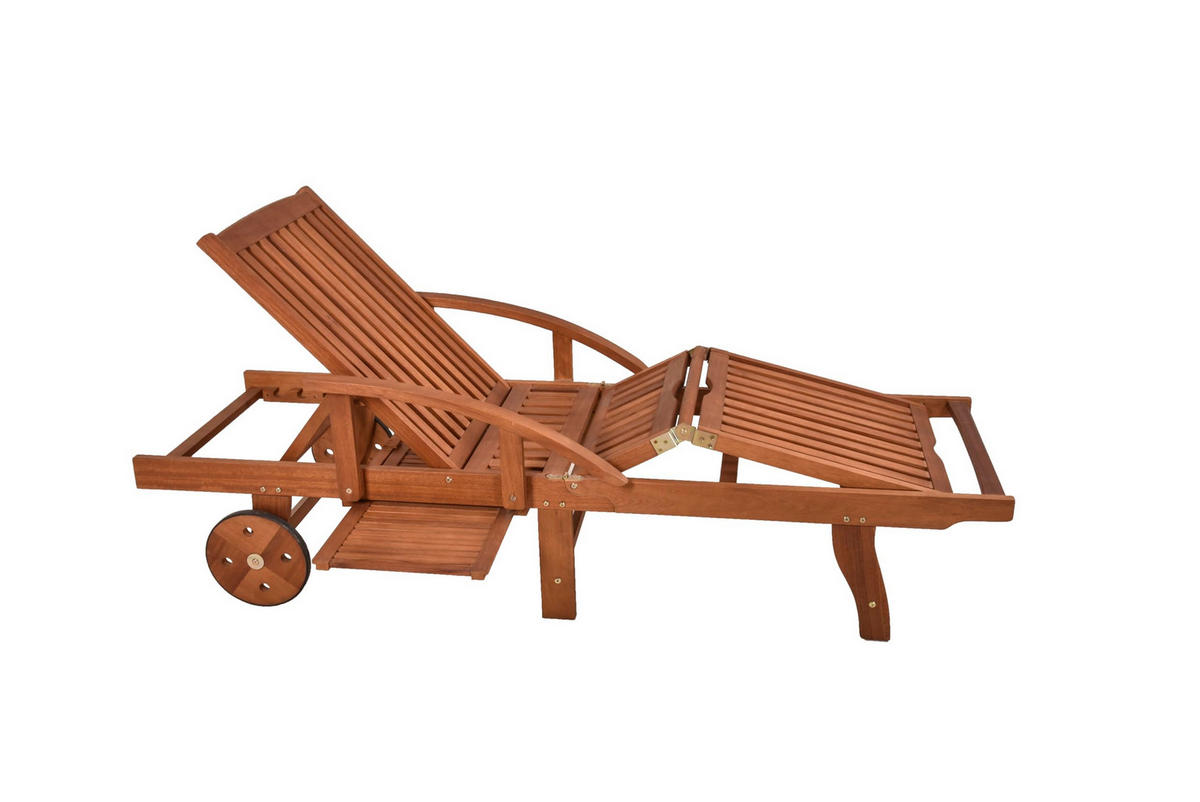 SONNENLIEGE Rolando Verstellbar Eukalyptus Gartenliege - Naturfarben, Holz (74/91/195cm) - DELUKE