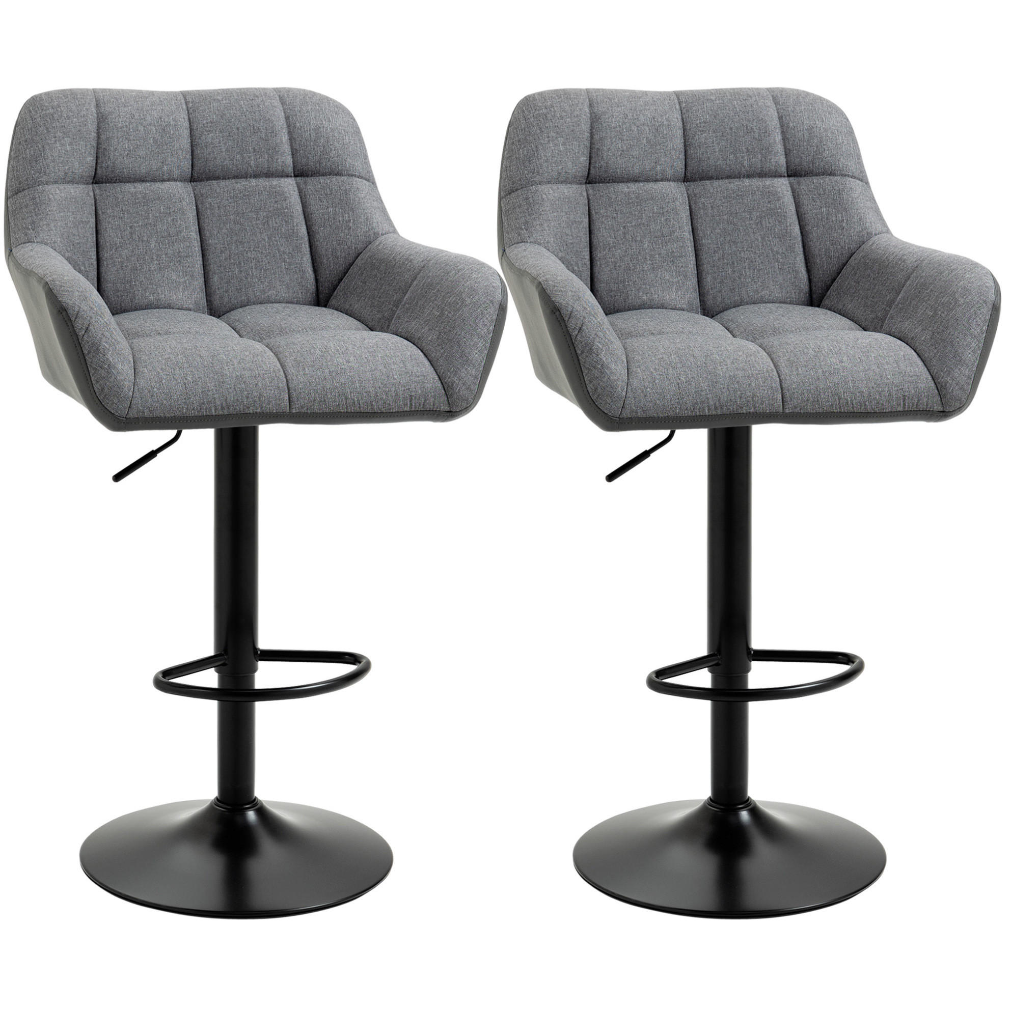 BARHOCKER 2er-Set höhenverstellbar 57,5 x 52,5 x 93-114 cm Grau - Grau, Metall (52.5/114/57.5cm) - Meubliv