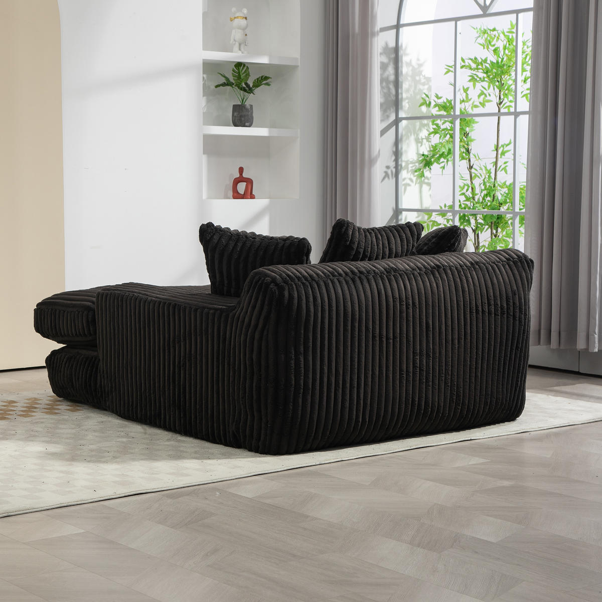 SOFABETT 125/155/63 cm Schwarz - Schwarz, Textil (155/63/125cm)