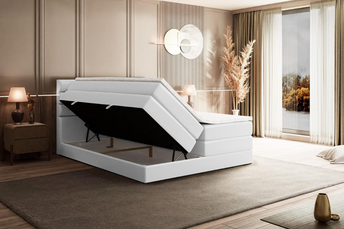 BOXSPRINGBETT CELESTIA KING - 180x200 - H3/H4 - Weiß Hochglanz - Weiß Hochglanz, Holzwerkstoff (180/200cm) - ALTDECOR