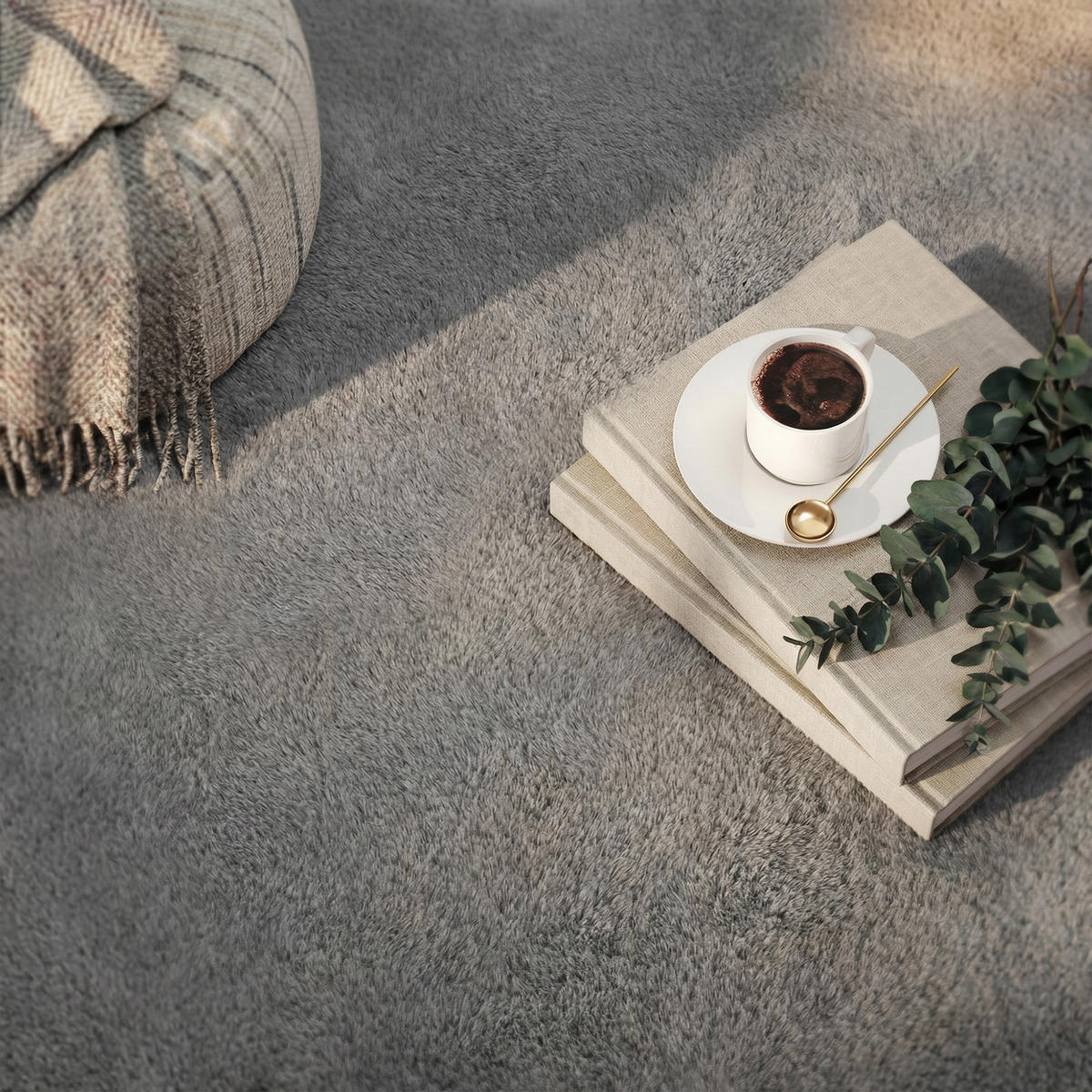 TEPPICH DE-14308 Langflor, maschinenwaschbar, rutschfest Hellgrau - Hellgrau, Textil (120/160cm) - ComfortXL