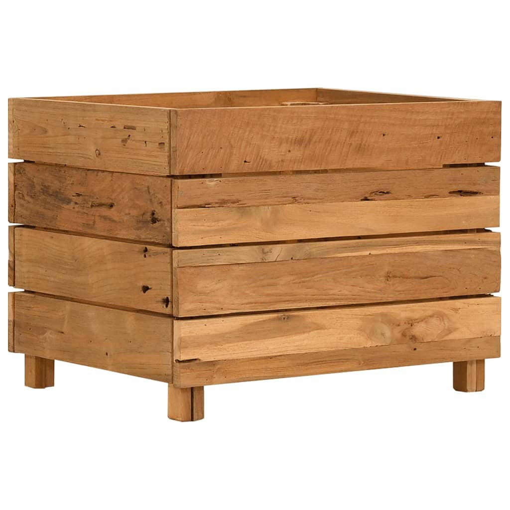HOCHBEET 50x40x38 cm Teak Altholz und Stahl - Braun, Holz (50/38/40cm)