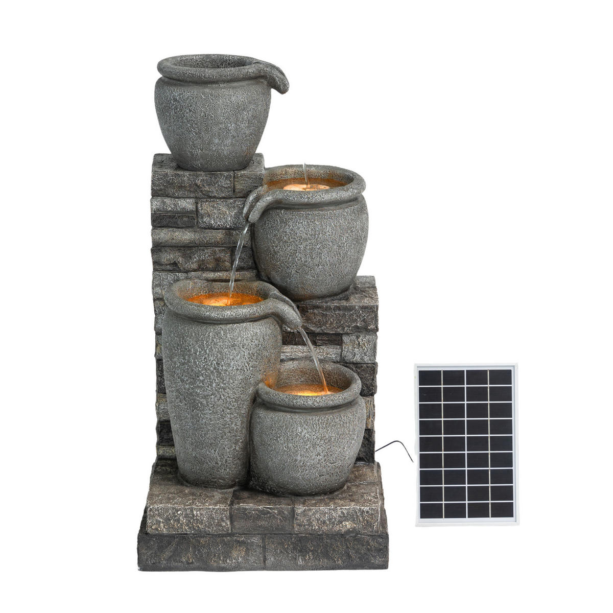 SOLAR-GARTENBRUNNEN 79 cm - Grau, Kunststoff (35/40/79cm) - Teamson Home