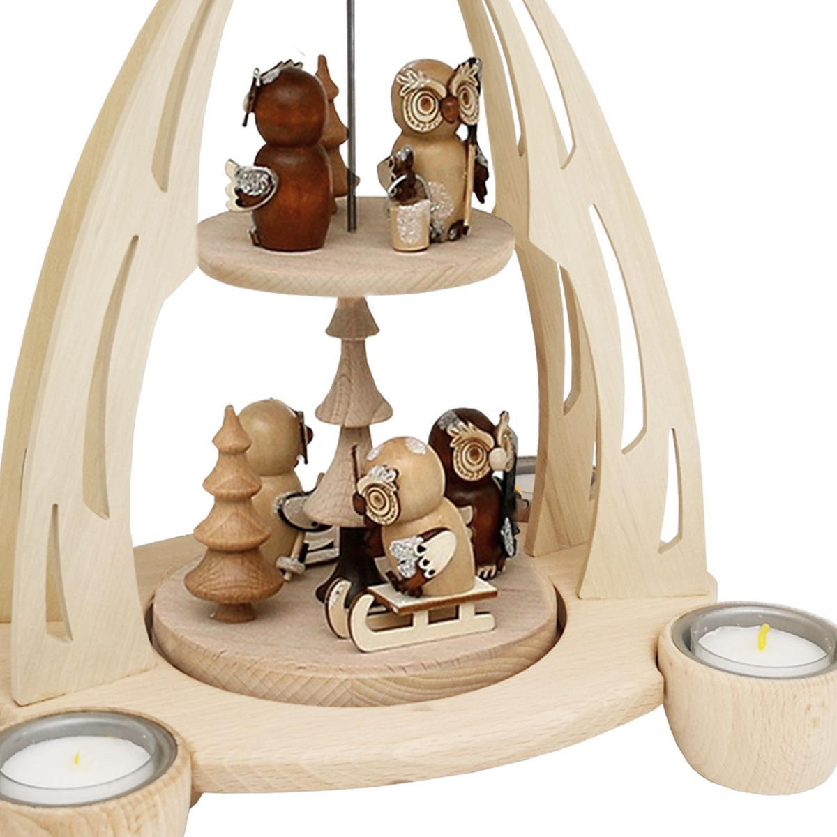 PYRAMIDE Eulenwald 20/24/35 cm - Multicolor, Holz (0.1/35/0.1cm) - Dekoteam24