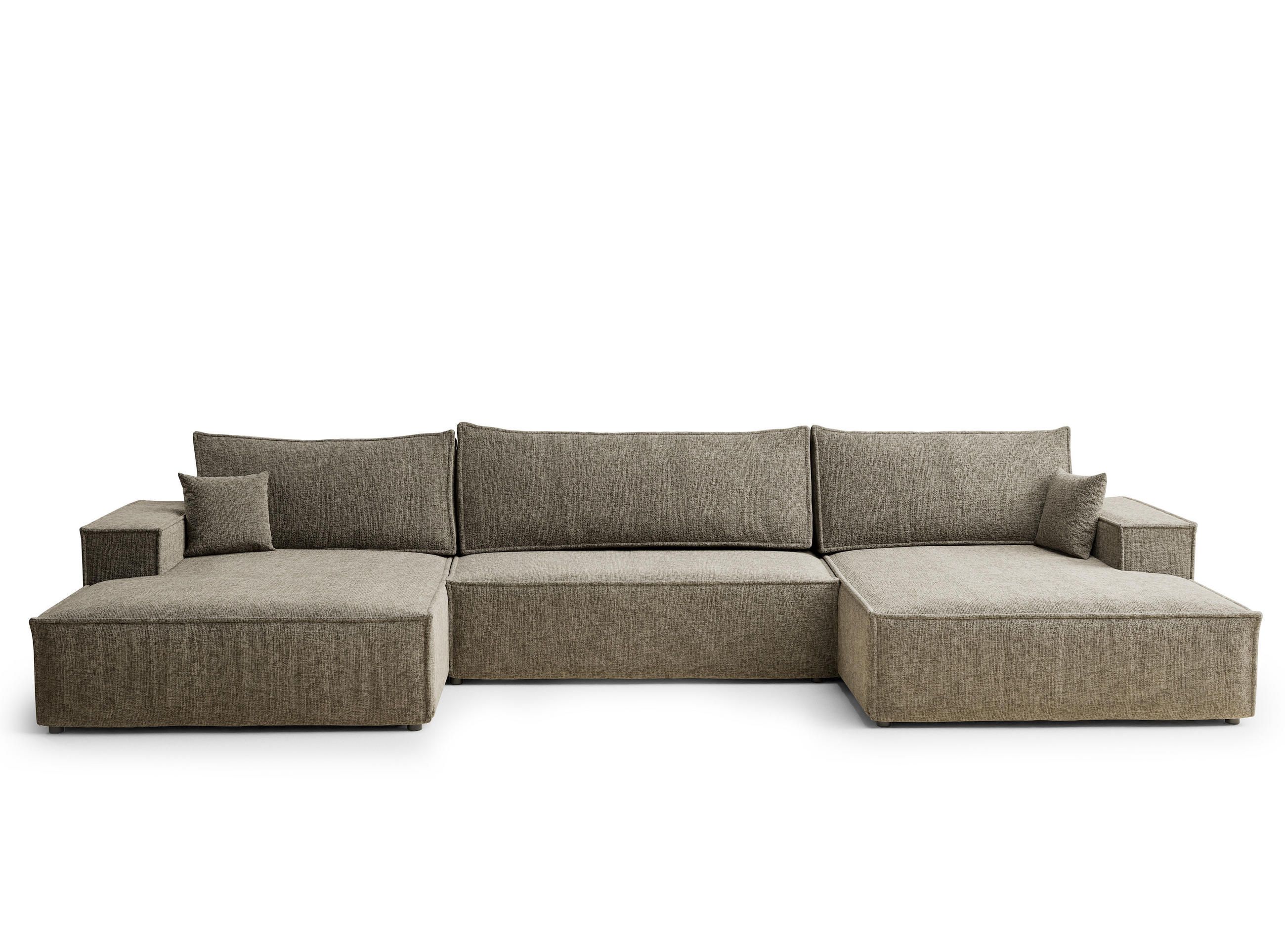 WOHNLANDSCHAFT Kyoto Taupe Chenille-Stoff - Taupe/Schwarz, Holz/Holzwerkstoff (398/70/148cm) - Maison de Reve