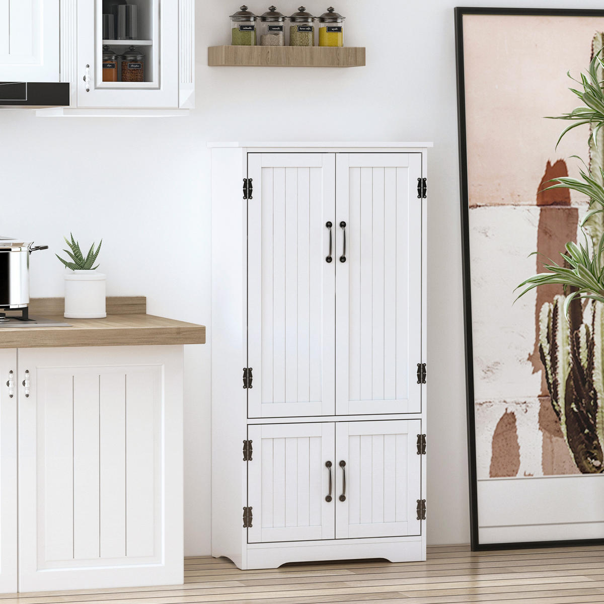 HIGHBOARD DE-10982 2 Türen & 3 verstellbare Böden Weiß - Weiß, Holzwerkstoff (30/123/60cm) - ComfortXL