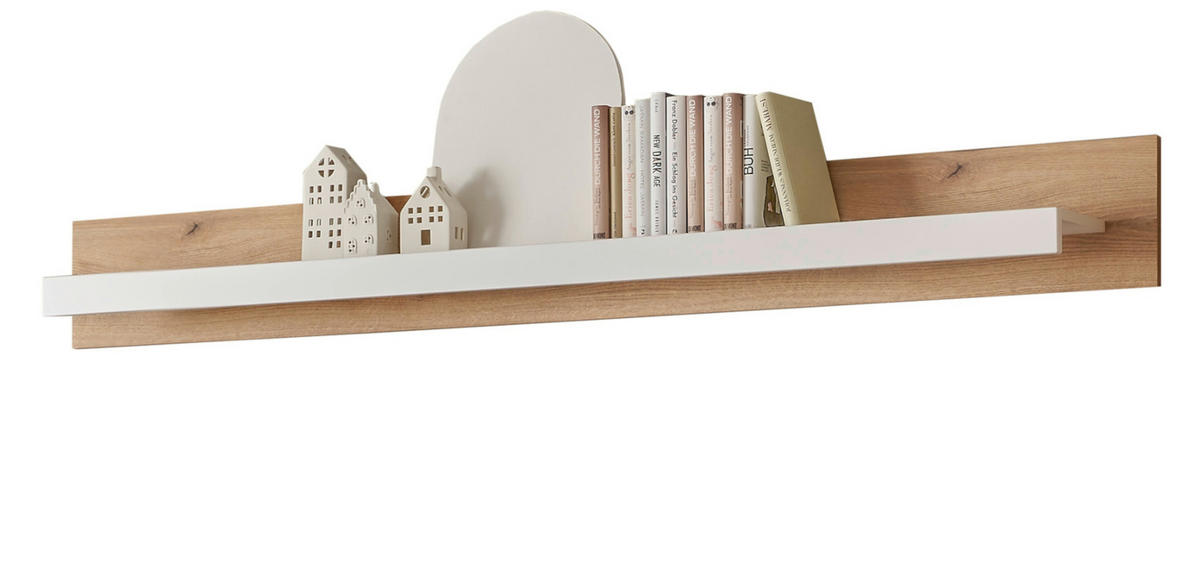 WANDBOARD weiß matt, Evoke Eiche, Wandregal 198 cm - Eichefarben/Weiß, Holzwerkstoff (198/22/20cm) - Furn.Design