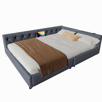 POLSTERBETT 140/200 cm grau mit Lattenrost und USB-Anschlüssen - Grau, Textil (140/200cm) - OKWISH