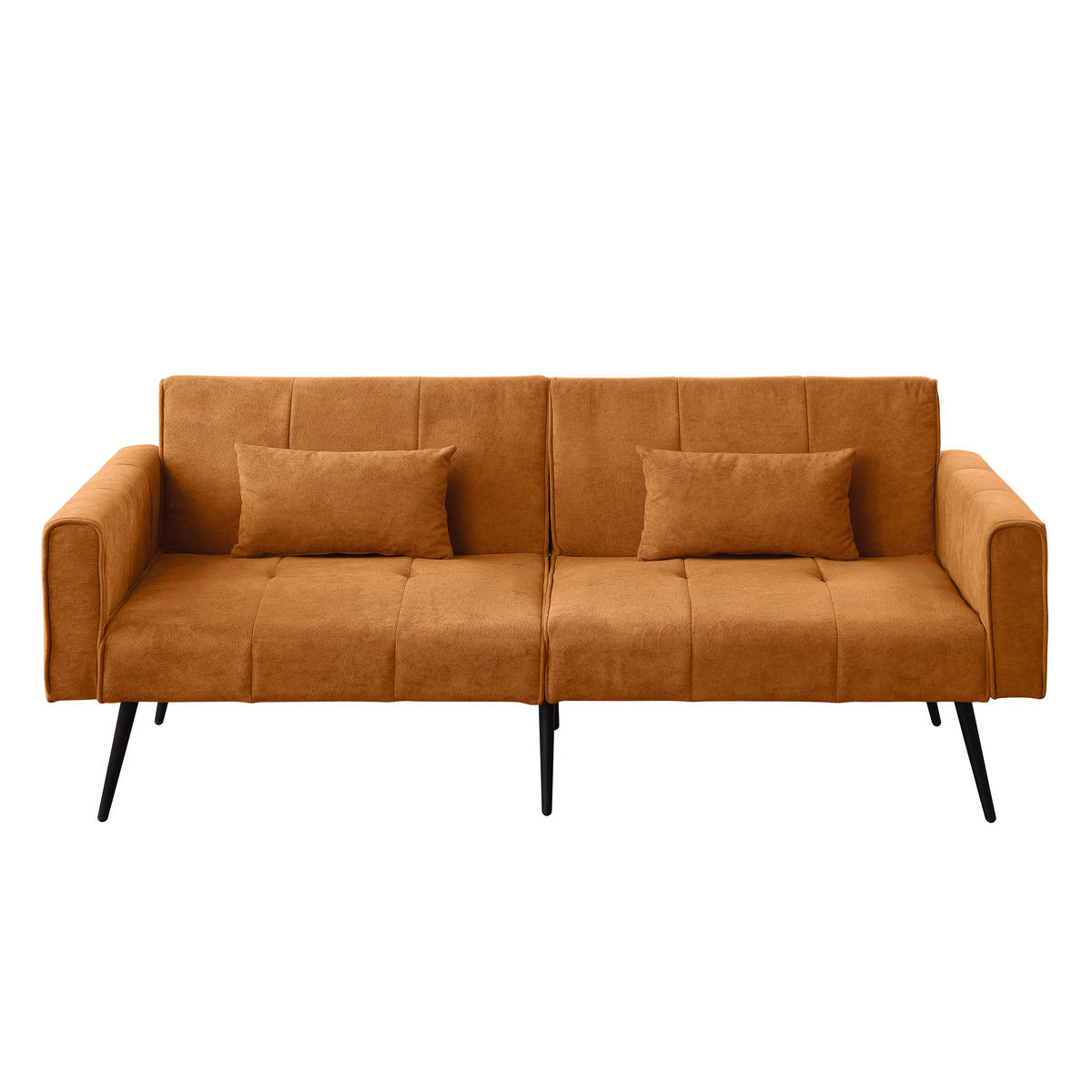 SCHLAFSOFA Cordstoff 3-Sitzer mit Armlehnen & Metallfüßen 175×71×71 cm - Orange, Holzwerkstoff/Textil (175/71/71cm) - Urban Meuble