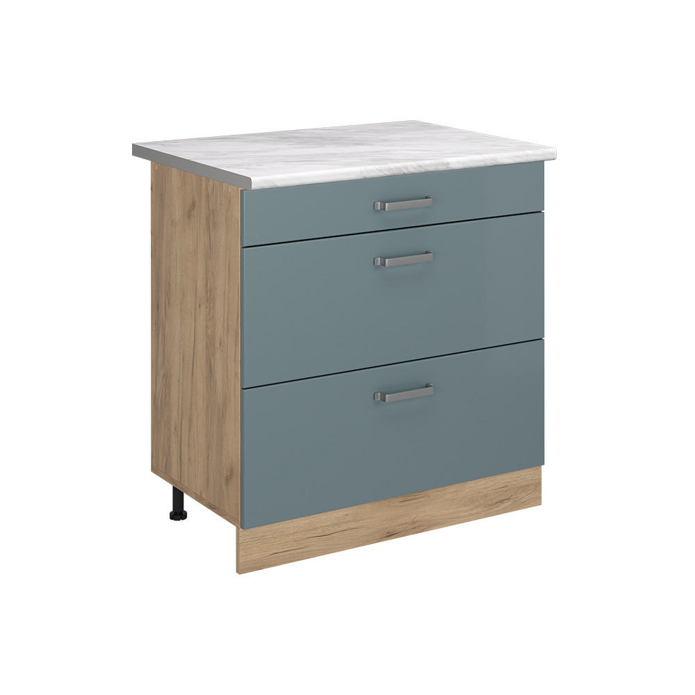 Vicco Küchenunterschrank Blaugrau, Eiche 80x81.6x60 cm