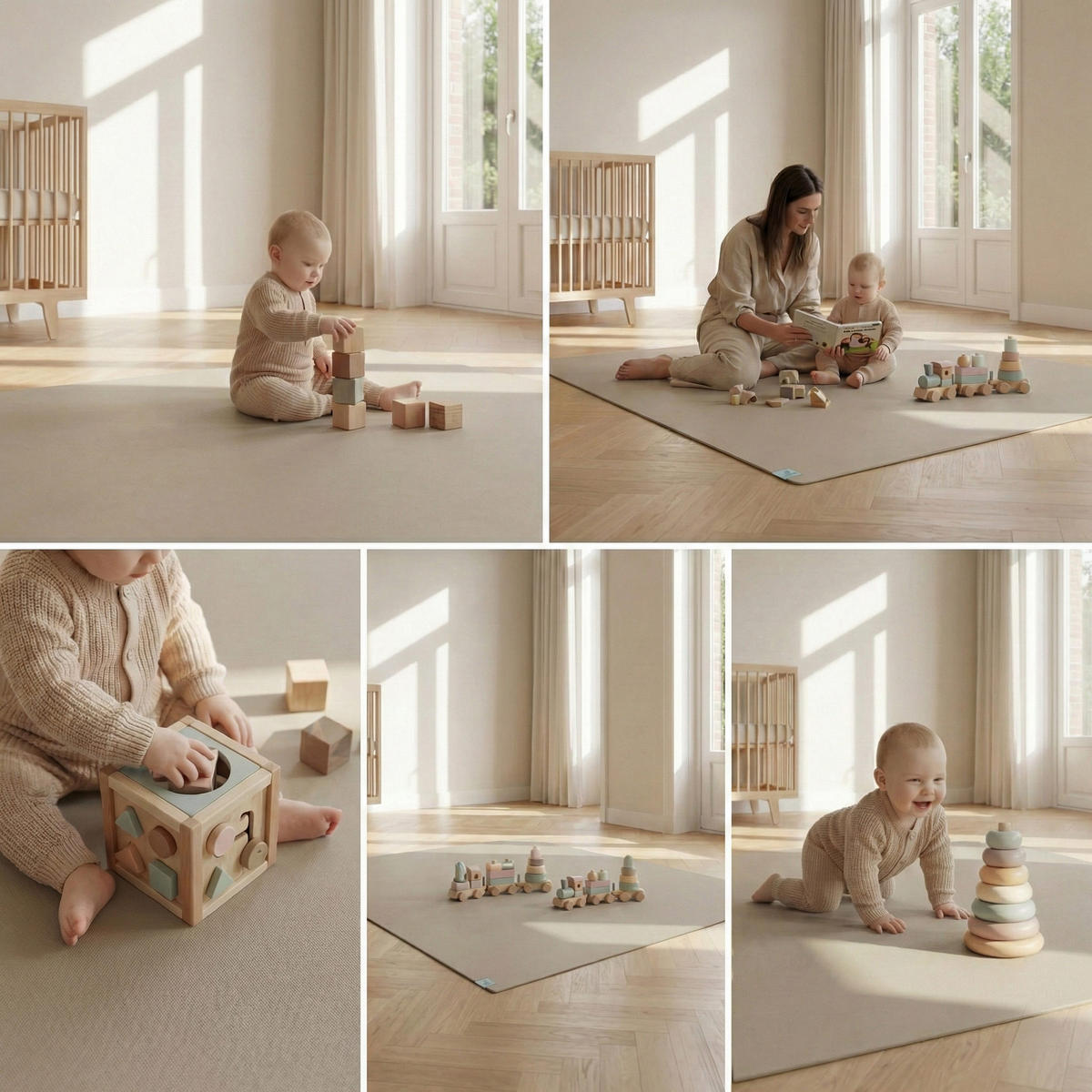 KRABBELMATTE rutschfest, Öko-Tex & Made in Germany, 60cm X 120cm Sand / Beige - Beige, Textil (60/120cm) - Sanosoft