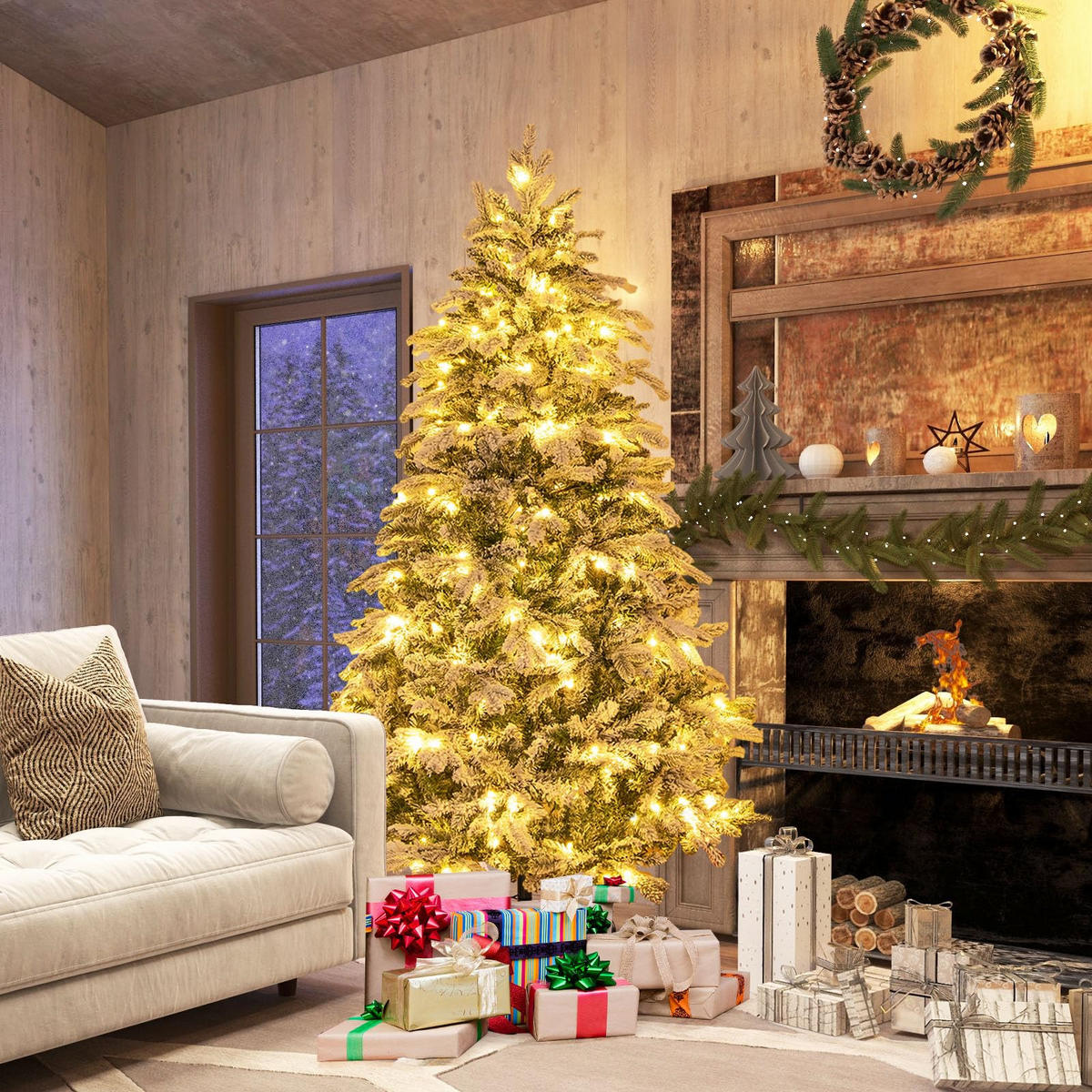WEIHNACHTSBAUM mit 260 warmweißen LED-Lichtern 180 cm weiß - Weiß, Metall (180cm) - COSTWAY
