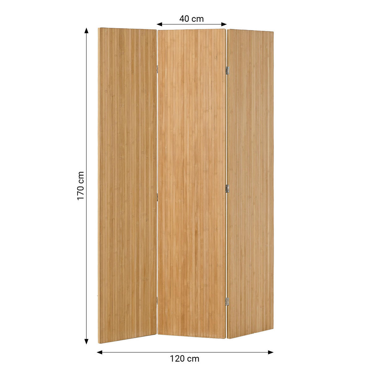 PARAVENT 120/170 cm Natur Holz Bambus - Naturfarben, Holz (120/170/2cm) - Homestyle4u