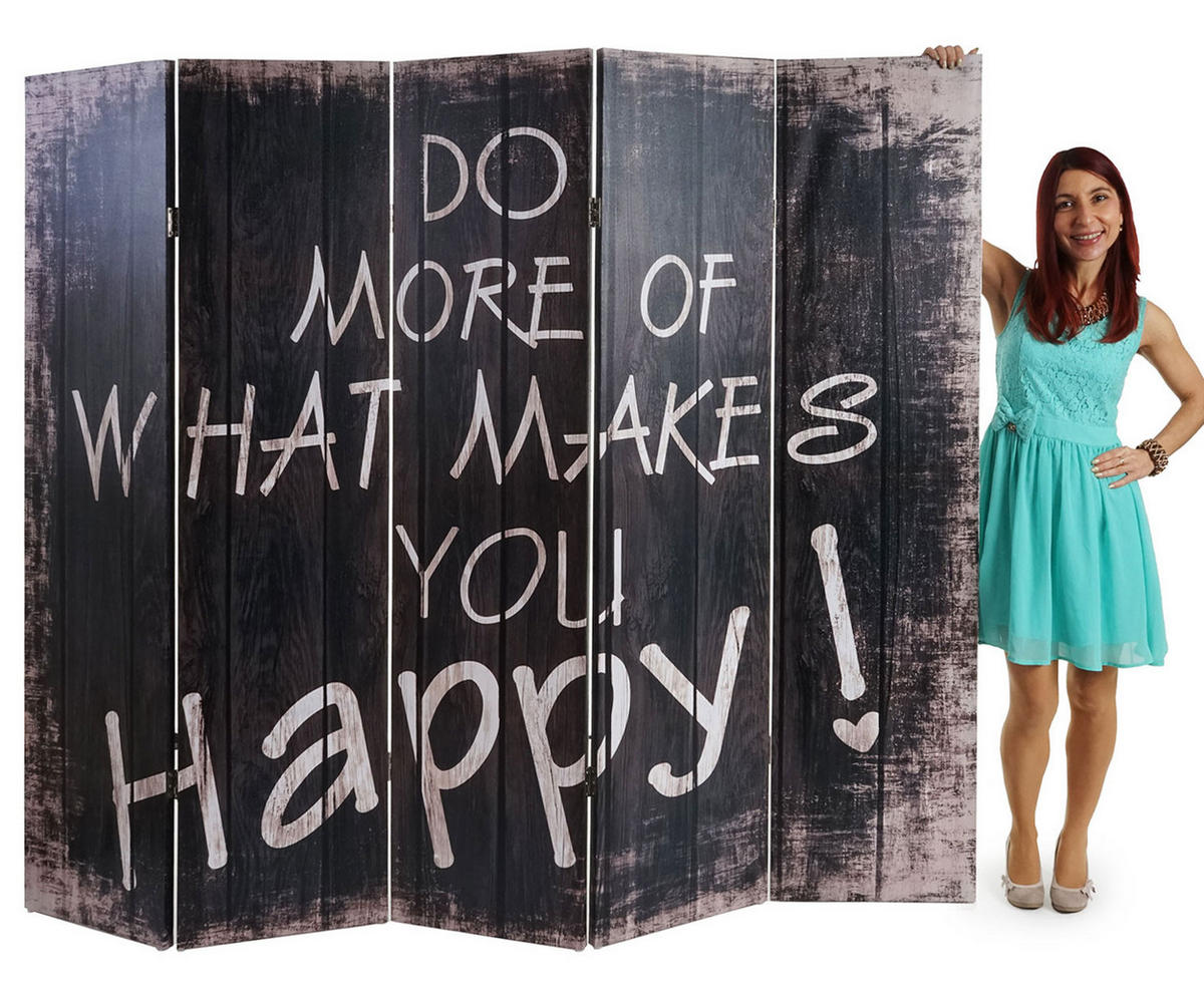 FOTO-PARAVENT RETRO Schwarz - Schwarz, Holz (200/180/2cm) - MCW