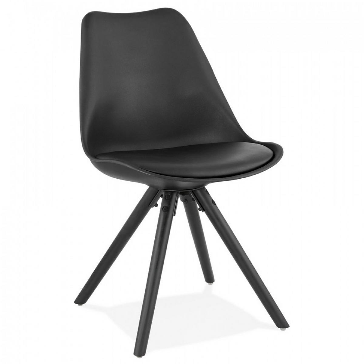 STUHL Schwarz 48x82x56cm - Schwarz, Leder/Holz (48/82/56cm) - AlterEgo