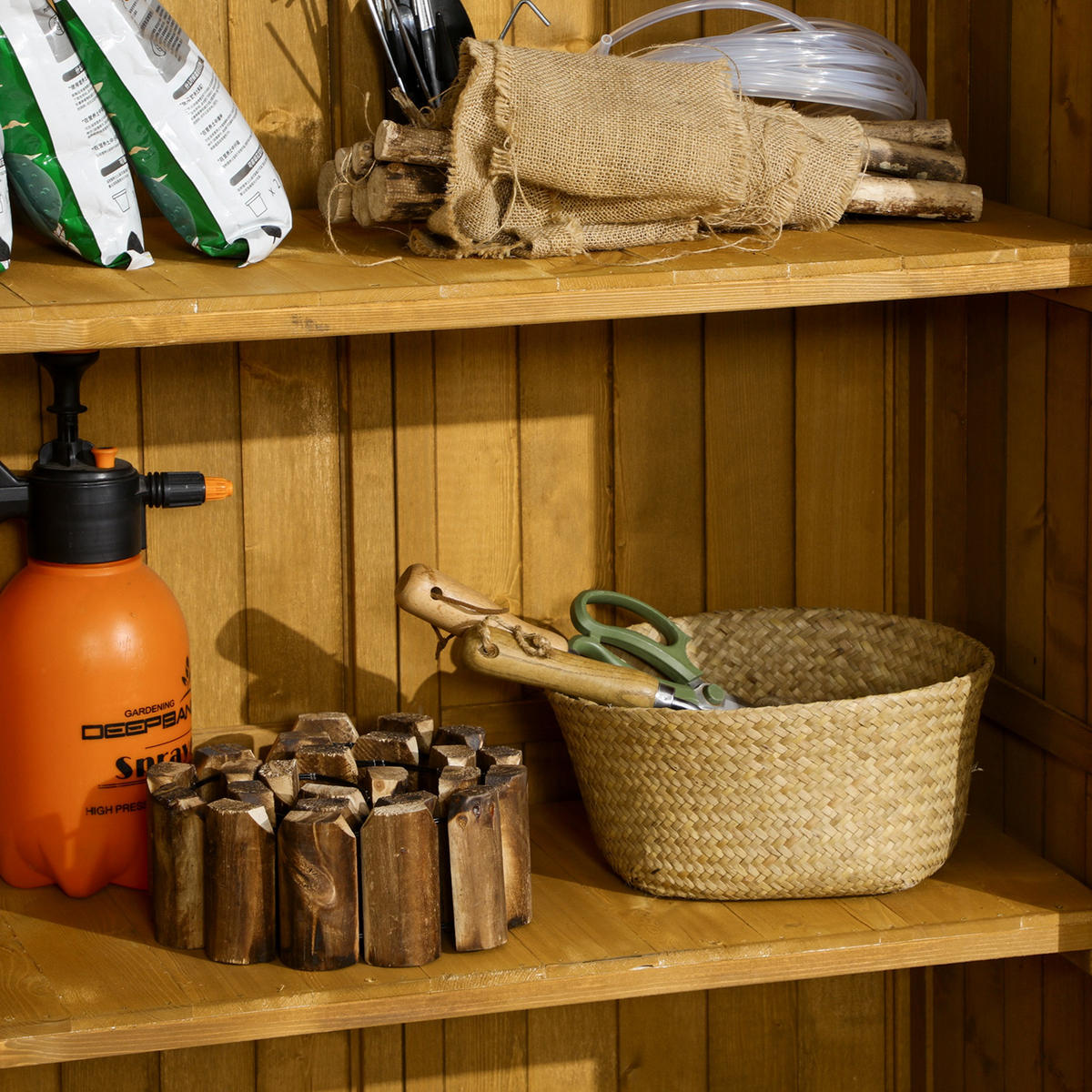 GARTENSCHRANK Geräteschuppen Werkzeugschrank Gartenhaus, Tannenholz, Natur - Fichtefarben, Holz (465/160/87cm) - Outsunny