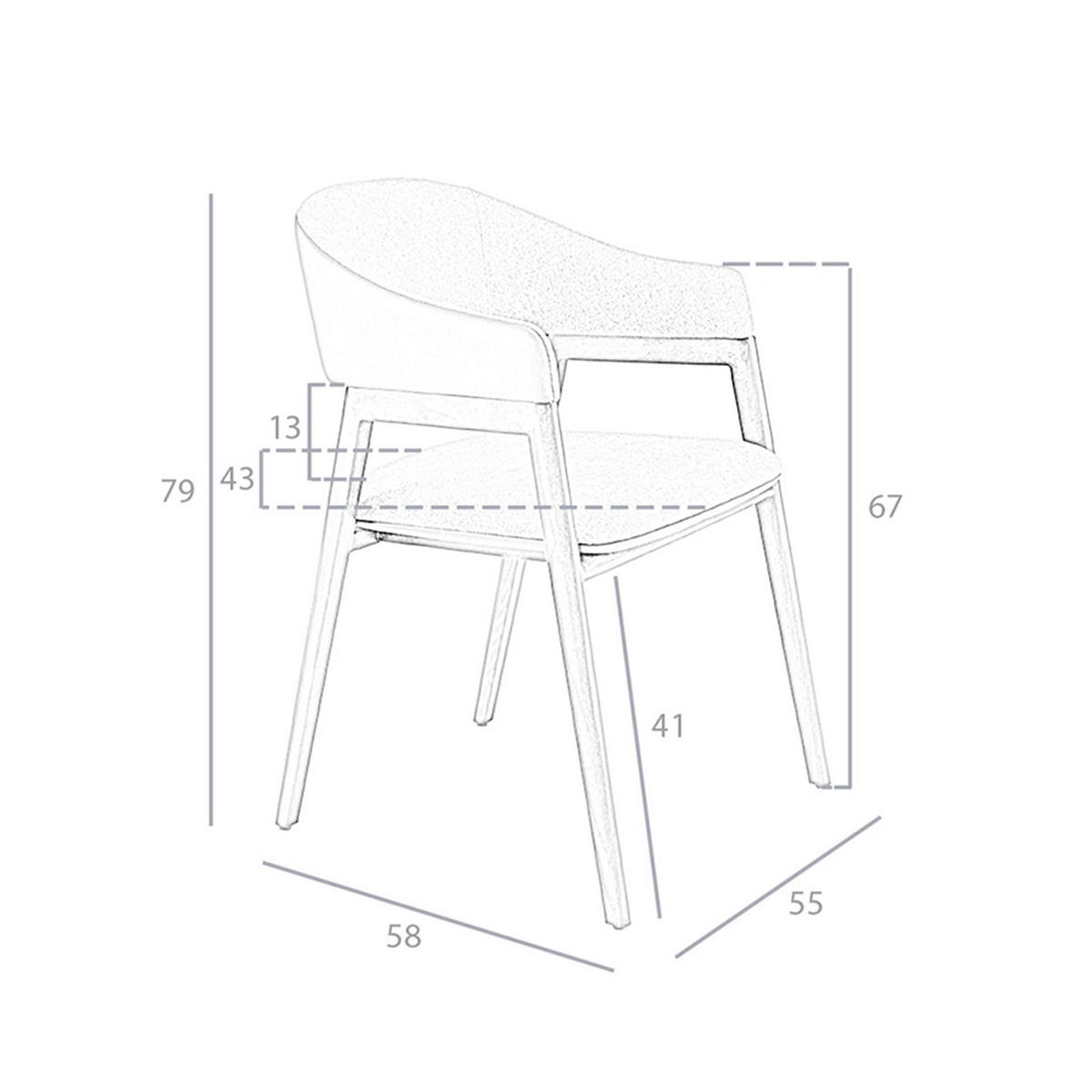 STUHL Ökolederstuhl aus grauem Stoff und dunklem Nerz 55/58/79 cm - Nussbaumfarben/Grau, Textil (55/79/58cm) - ANGEL CERDA