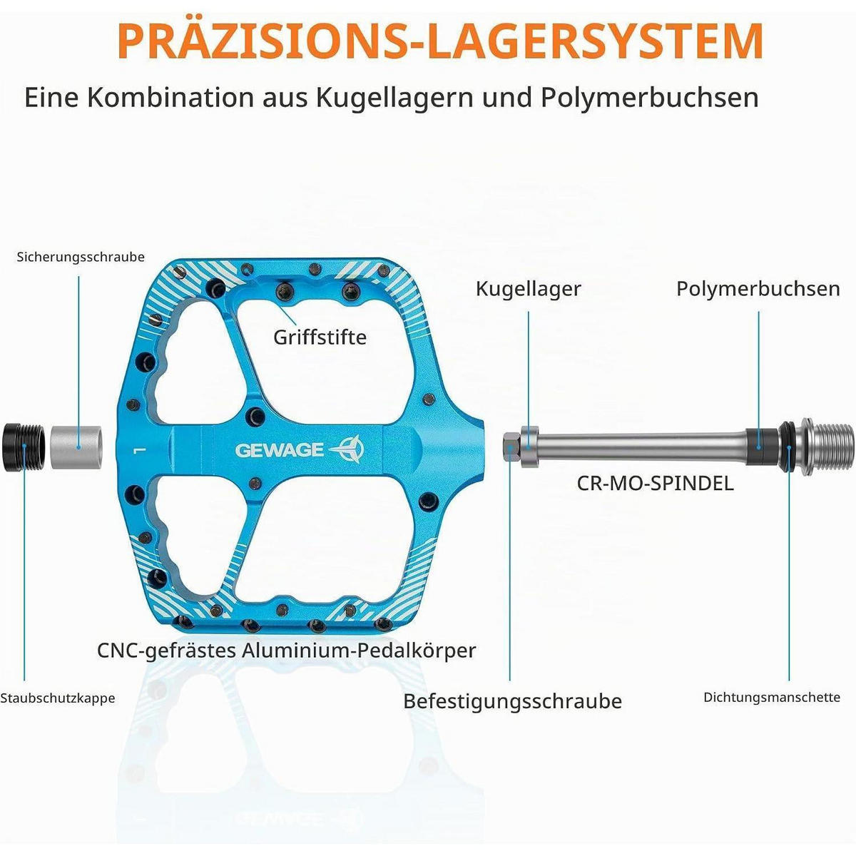 FAHRRADPEDALE Set Aluminium Blau - Blau, Metall (11/1.5/11.5cm)