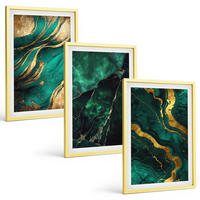 BILDER SET 3er Set - 40x60 cm Goldrahmen - Elegante Steinmuster - Goldfarben, Kunststoff (40/60cm) - TULUP