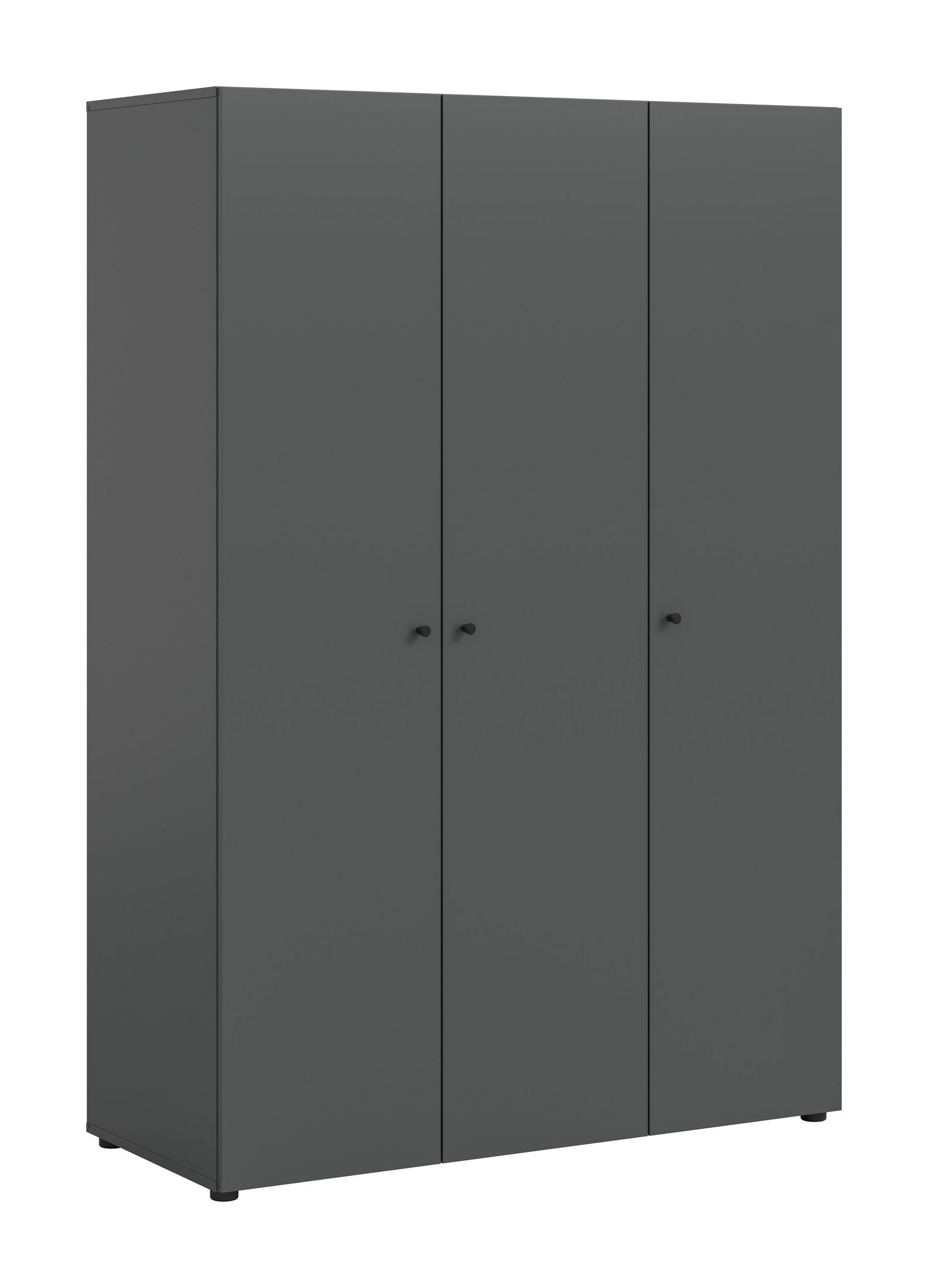 KLEIDERSCHRANK 3-türig DARWIN (B/H/T: ca. 120/176/51 cm) in anthrazit/anthrazit - Anthrazit, Holzwerkstoff (120/176/51cm)