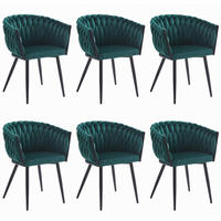 STUHL ARONA 6-er Set, Grün, Schwarze metallische Beine - Grün, Textil/Metall (61/79/55cm) - Komodee