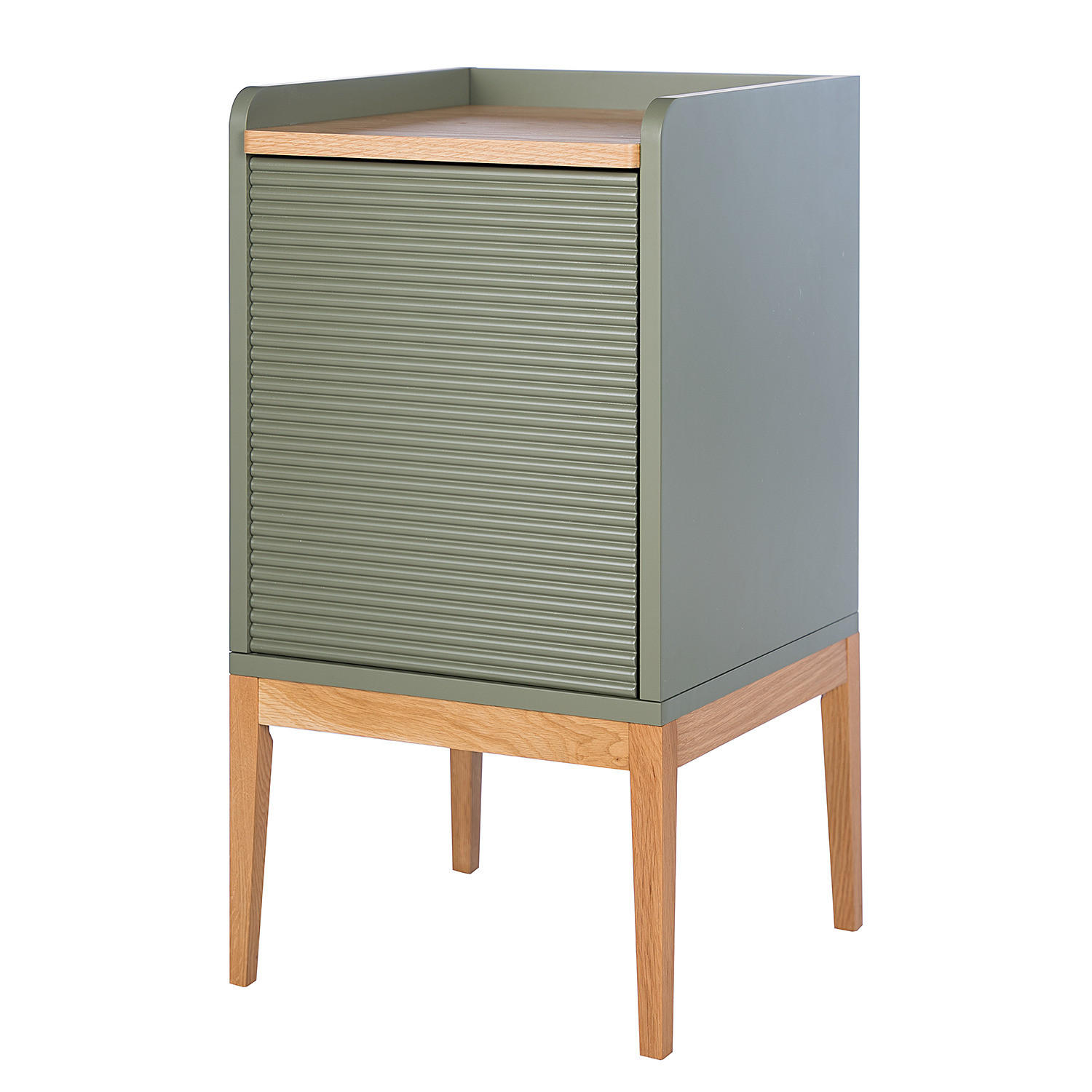 NACHTKOMMODE - Massivholz / MDF - Eichefarben/Grün, Holz/Holzwerkstoff (40/75/40cm) - home24