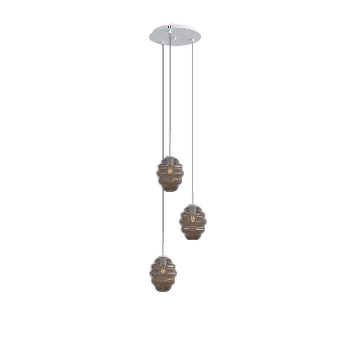 GALERIELEUCHTE Echos 3-flammig Rauch Ø 18cm - Anthrazit/Weiß, Glas (18/18/20cm) - s.luce