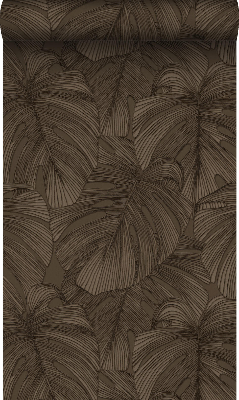 TAPETE 3D Muster Blätter 50 x 900 cm - Braun, Papier (50/900cm) - Origin Wallcoverings