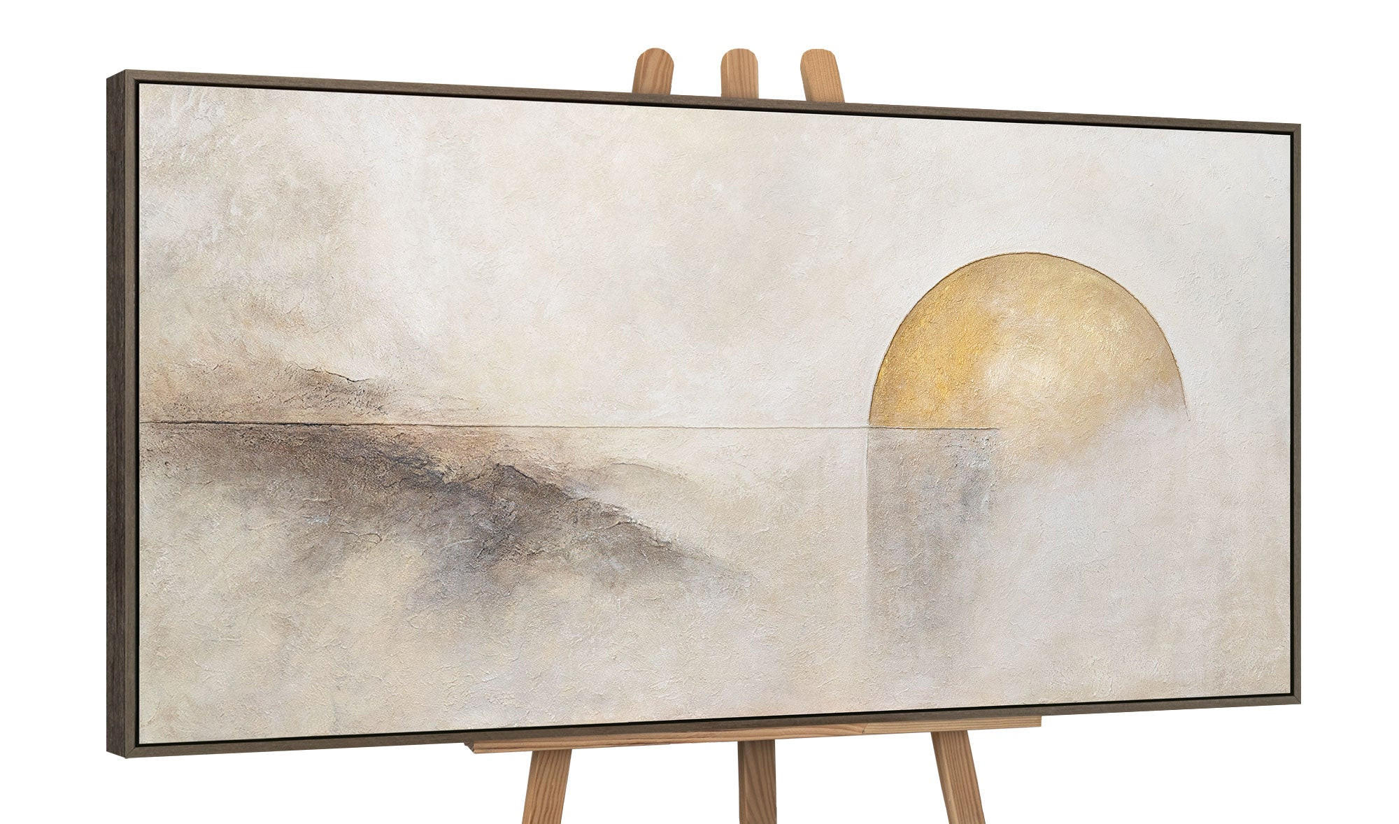 GEMÄLDE Horizontlinie Schattenfugenrahmen Grau 140x70 cm - Grau, Holz (140/70cm) - YS-art gallery
