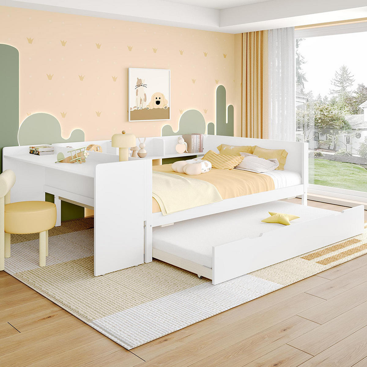 DOPPELBETT 140x200cm mit Rollbett in weiß - Weiß, Holz (140/200cm) - KOMHTOM