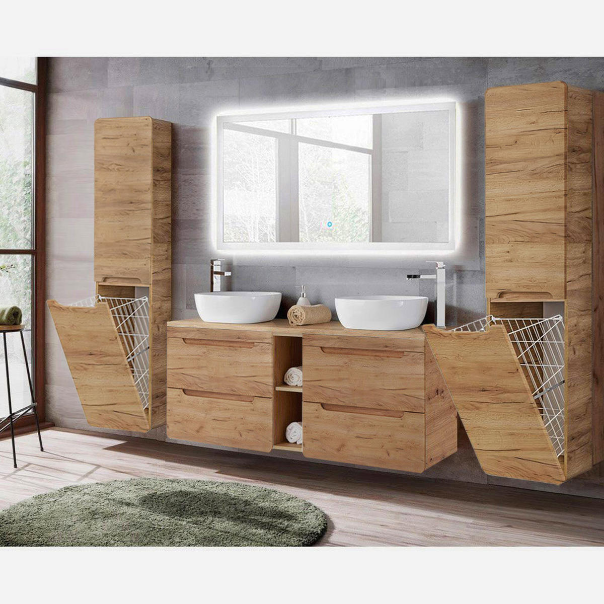 BADMÖBEL-SET 4-TLG. Luton-56 - Braun, Holzwerkstoff (240/200/46cm) - Lomado