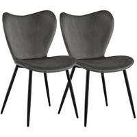 ESSZIMMERSTUHL 2 Samt Anthrazit - Anthrazit/Schwarz, Textil/Metall (50/80/58cm) - CLP