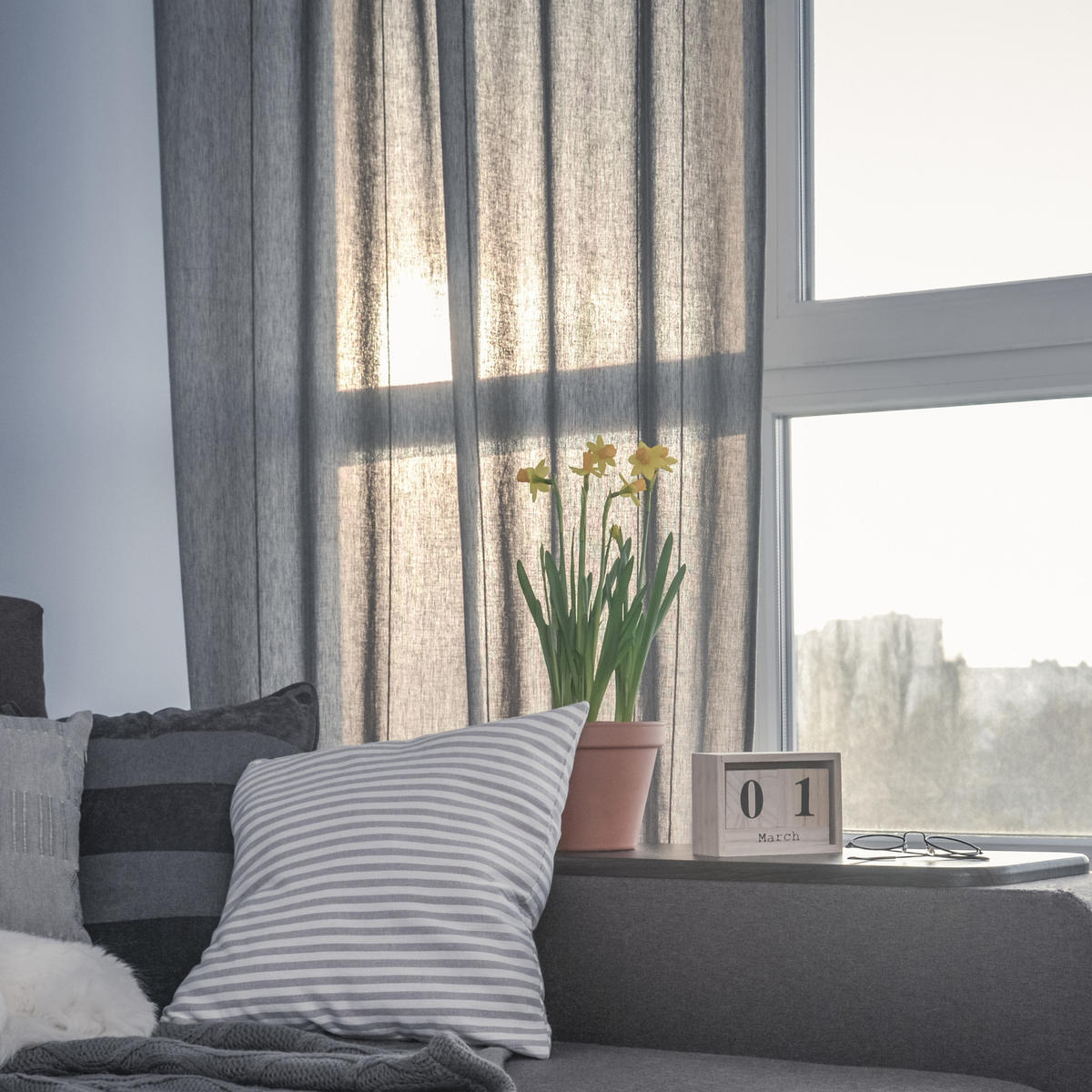 VORHANG MIT KRÄUSELBAND, lichtdurchlässig, Farbe Grau, 200X300 - Grau, Kunststoff (200/300cm) - STORESDECO