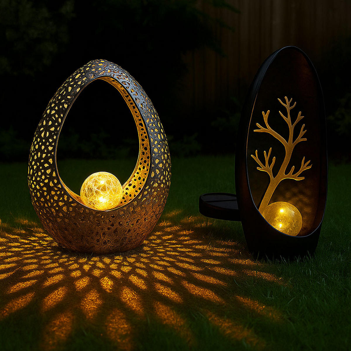 LED AUSSENLEUCHTE Bronze Baum 2er Set - Bronzefarben, Glas (21.5/9.5/27.5cm) - Globo Lighting