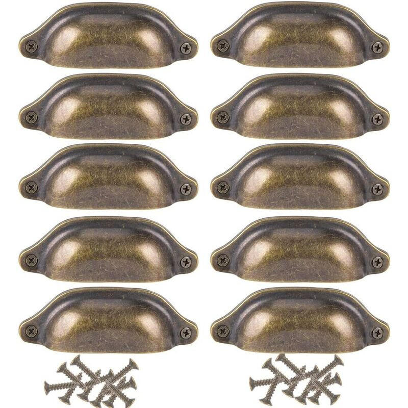 SCHRANKKNOPF Antikmessing 10er-Set 98 mm - Multicolor, Metall (3.5/3.5/0.97cm)