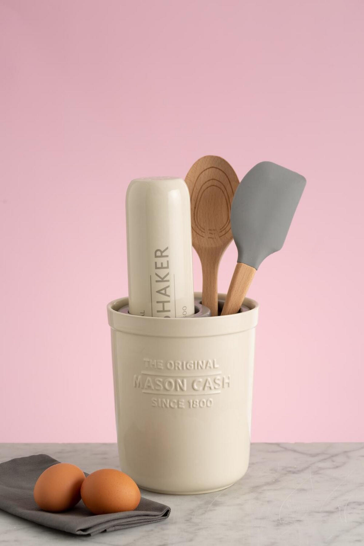 TEIGROLLE 3in1 Roller Shaker - mit Mehlstreuer Steingut - Creme, Keramik (30cm) - Mason Cash