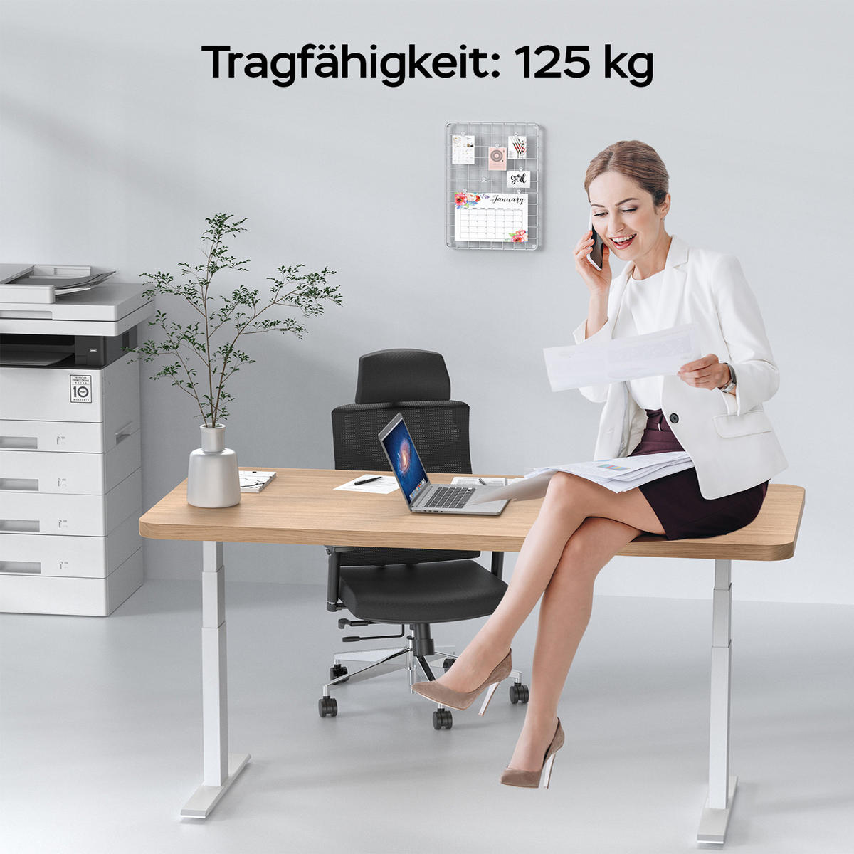 SCHREIBTISCH-GESTELL DE-37154 elektrisch höhenverstellbar mit Dual-Motor und LED Weiß - Weiß, Metall (150/57.5/127cm) - ComfortXL
