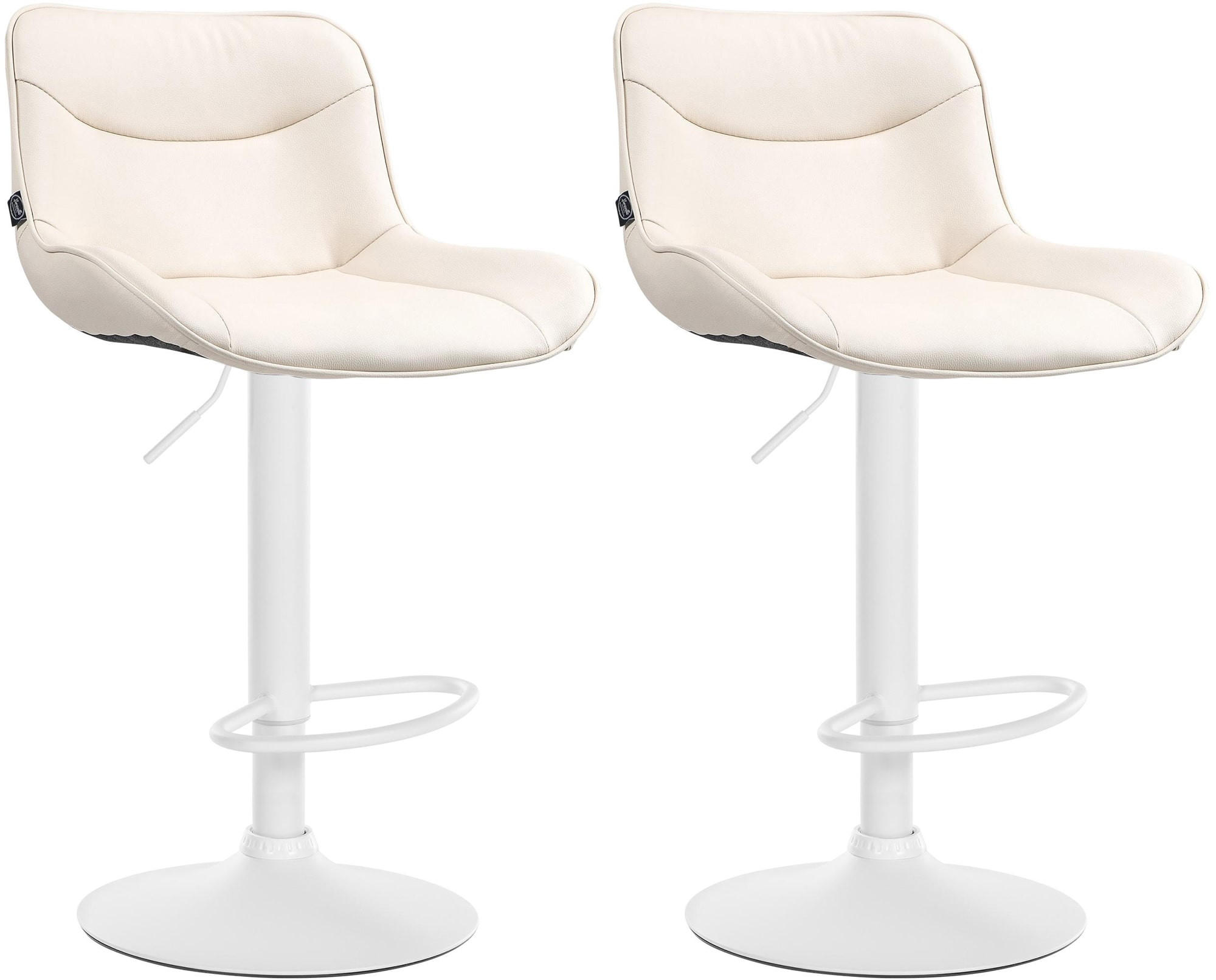 BARHOCKER 2er Set Lederlook creme - Creme/Weiß, Textil/Metall (49/85/51cm) - CLP
