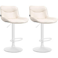 BARHOCKER 2er Set Lederlook creme - Creme/Weiß, Textil/Metall (49/85/51cm) - CLP